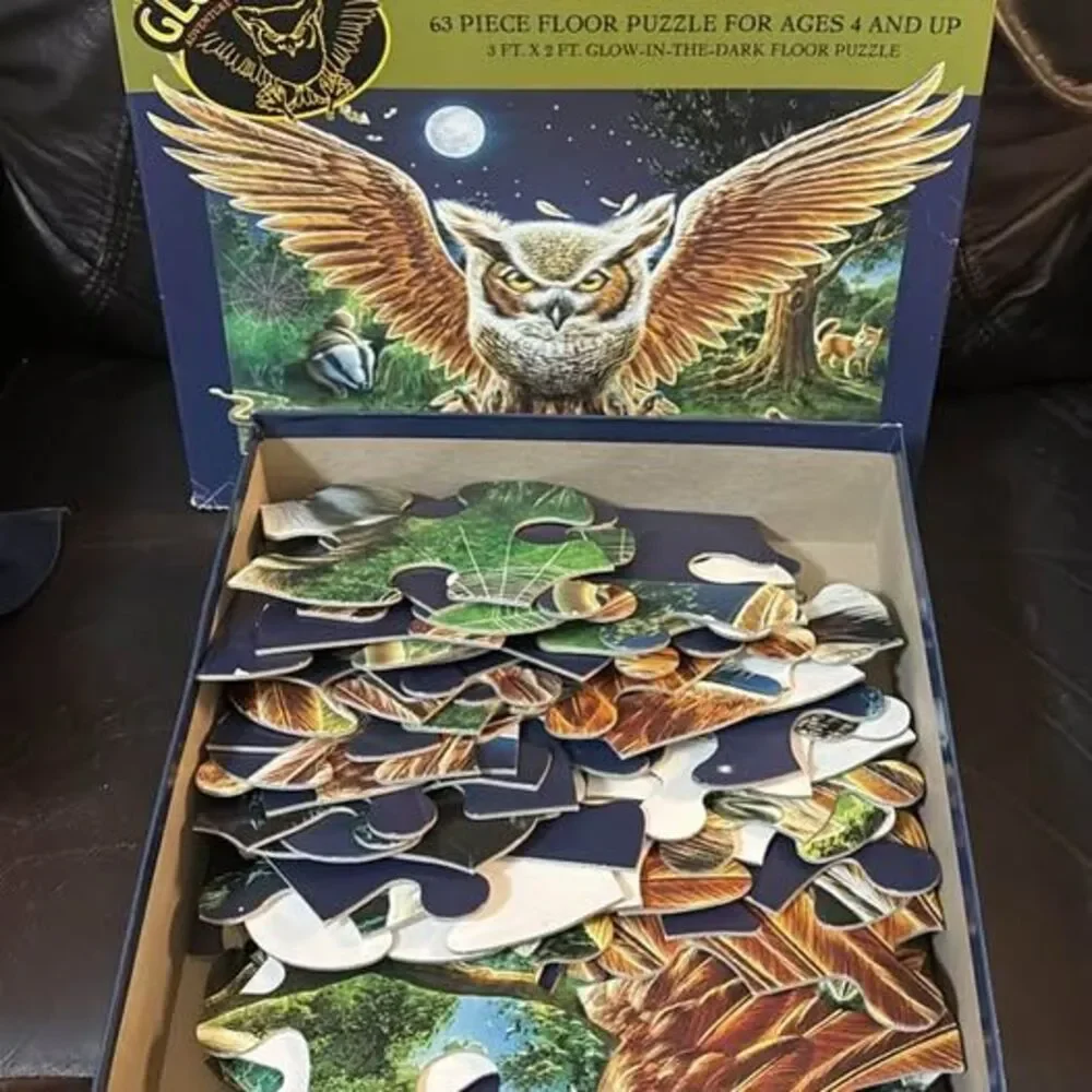 Ceaco Glo-Zone Great Horned Owl 63 Piece Floor Puzzle